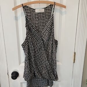 Amanda Uprichard Black and White Asymmetrical Wrap Blouse